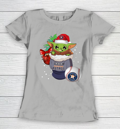 Houston Astros Christmas Baby Yoda Star Wars Funny Happy MLB Women's T-Shirt 11