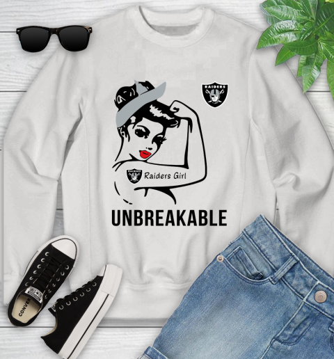 NFL Oakland Raiders Girl Unbreakable Football Sports Youth Sweatshirt
