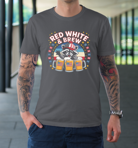 Funny Raccoon red white and brew Independence Day 4th of July T-Shirt 5