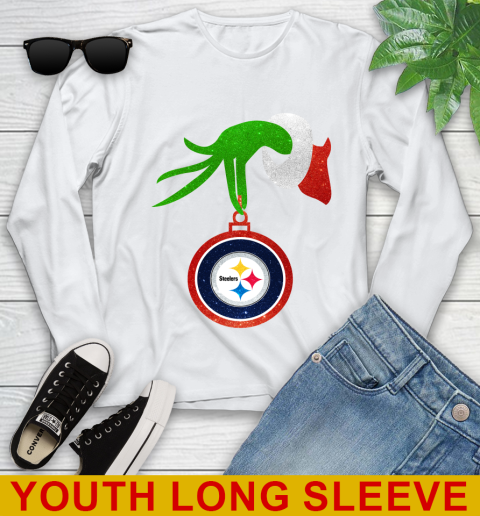 Pittsburgh Steelers Grinch Merry Christmas NFL Football Youth Long Sleeve