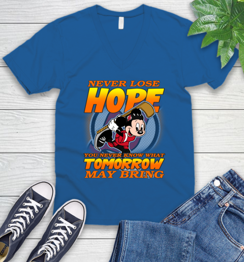 New Jersey Devils NHL Hockey ootball Mickey Disney Never Lose Hope V-Neck T-Shirt 5