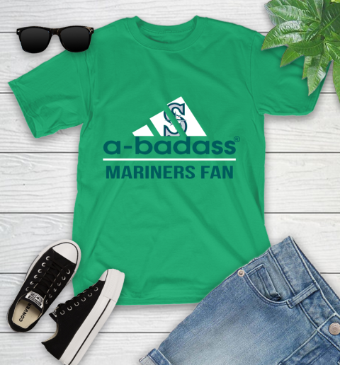 MLB A Badass Seattle Mariners Fan Adidas Baseball Sports Youth T-Shirt 8