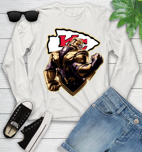 NFL Thanos Avengers Endgame Football Sports Kansas City Chiefs Youth Long Sleeve 12