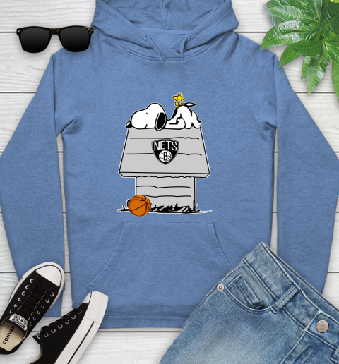 Brooklyn Nets NBA Basketball Snoopy Woodstock The Peanuts Movie Youth Hoodie 12