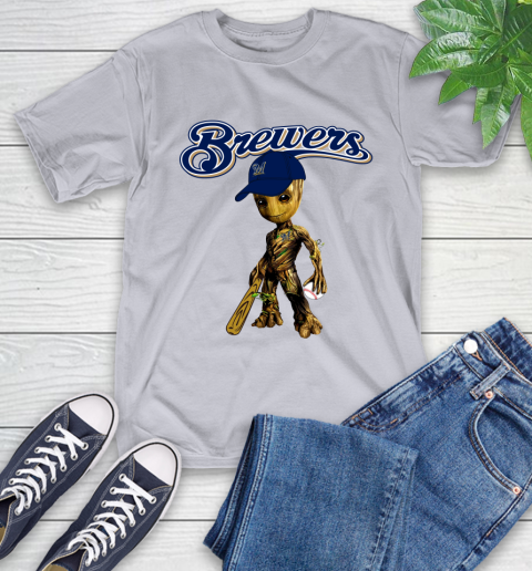 MLB Milwaukee Brewers Groot Guardians Of The Galaxy Baseball T-Shirt 7 MLB Milwaukee Brewers Groot Guardians Of The Galaxy Baseball T-Shirt - Image 7