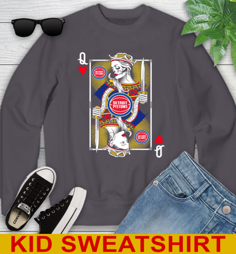 NBA Basketball Detroit Pistons The Queen Of Hearts Card Shirt Youth Sweatshirt 5