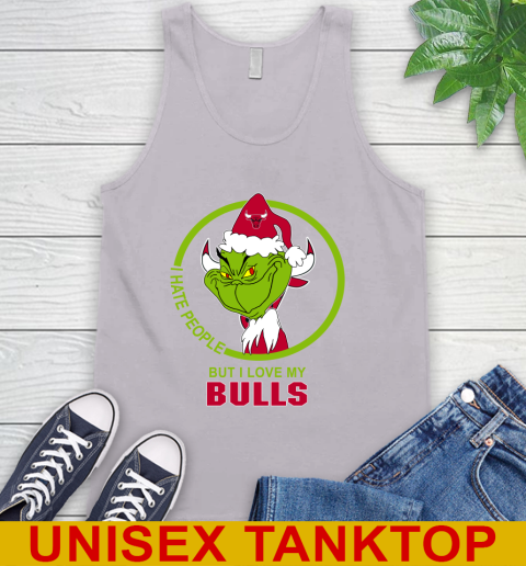 Chicago Bulls NBA Christmas Grinch I Hate People But I Love My Favorite Basketball Team Tank Top 4