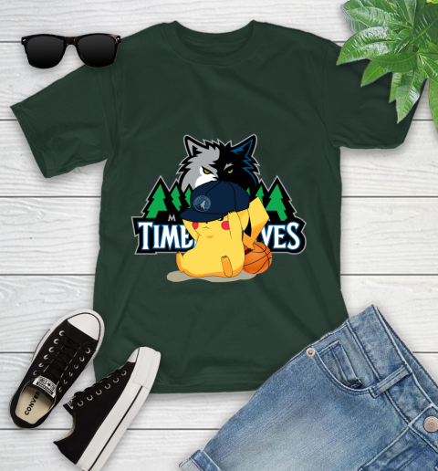 NBA Pikachu Basketball Sports Minnesota Timberwolves Youth T-Shirt 5