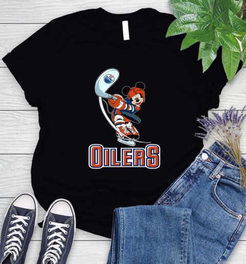 NHL Hockey Edmonton Oilers Cheerful Mickey Mouse Shirt Women's T-Shirt