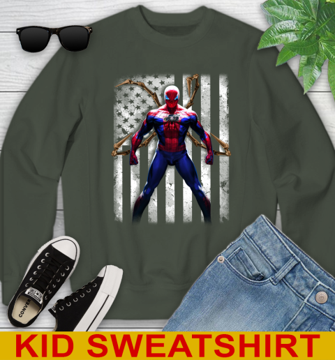 NBA Basketball Utah Jazz Spider Man Avengers Marvel American Flag Shirt Youth Sweatshirt 8