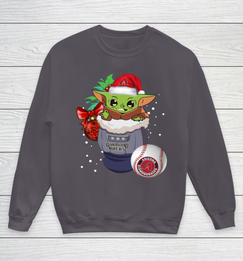 Arizona Diamondbacks Christmas Baby Yoda Star Wars Funny Happy MLB Youth Sweatshirt 6