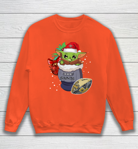 New Orleans Saints Christmas Baby Yoda Star Wars Funny Happy NFL Sweatshirt 4