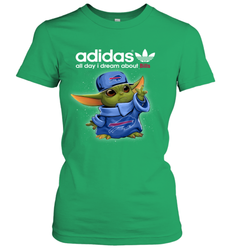 Baby Yoda Adidas All Day I Dream About  Bills v2v3 baby yoda adidas all day i dream aboutbills ladies t shirt 20 front irish green