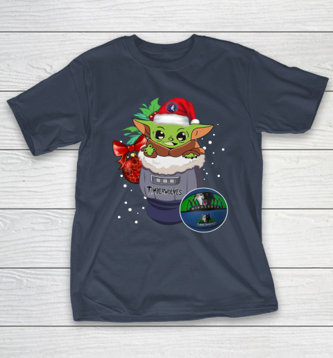 Minnesota Timberwolves Christmas Baby Yoda Star Wars Funny Happy NBA T-Shirt 5