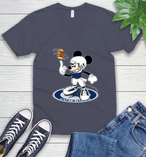 NFL Football Dallas Cowboys Cheerful Mickey Disney Shirt V-Neck T-Shirt 8