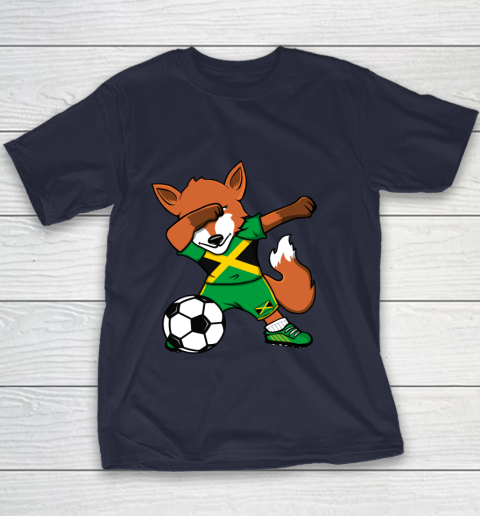 Dabbing Fox Jamaica Soccer Fans Jersey Jamaican Football Fan Youth T-Shirt 3