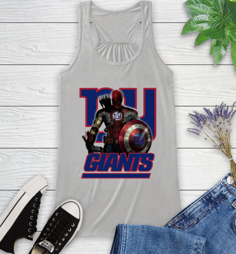 NFL Captain America Thor Spider Man Hawkeye Avengers Endgame Football New York Giants Racerback Tank