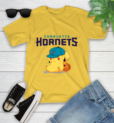 NBA Pikachu Basketball Sports Charlotte Hornets Youth T-Shirt 8