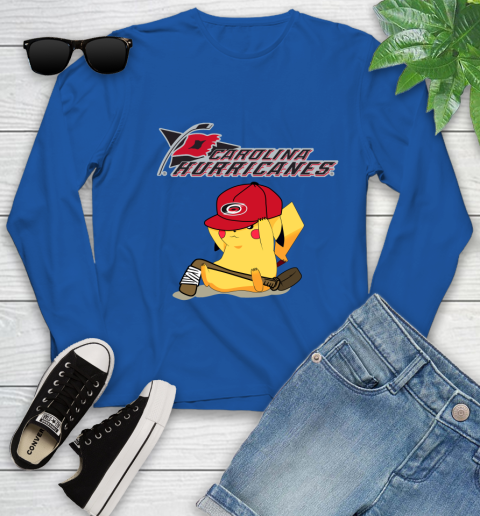 NHL Pikachu Hockey Sports Carolina Hurricanes Youth Long Sleeve 9