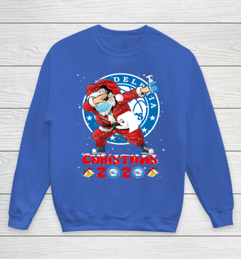 Philadelphia 76ers Funny Santa Claus Dabbing Christmas 2020 NBA Youth Sweatshirt 6