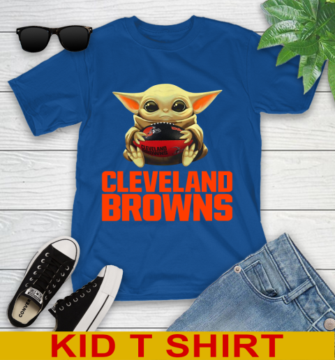 NFL Football Cleveland Browns Baby Yoda Star Wars Shirt Youth T-Shirt 9
