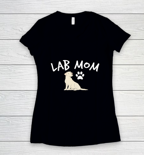 Dog Mom Shirt Labrador Retriever Lab Mom Dog Puppy Pet Lover Gift Women's V-Neck T-Shirt