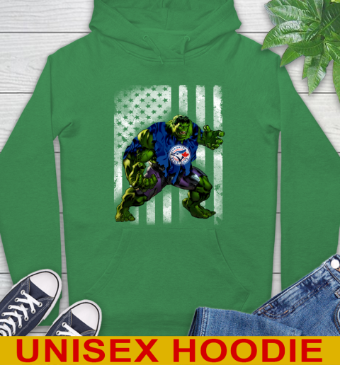 Toronto Blue Jays Hulk Marvel Avengers MLB Baseball American Flag Hoodie 8