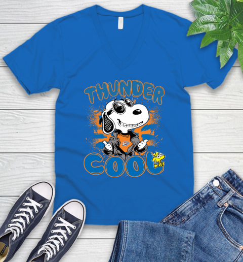 NBA Basketball Oklahoma City Thunder Cool Snoopy Shirt V-Neck T-Shirt - Image 6