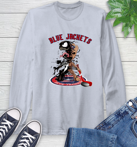 NHL Columbus Blue Jackets Hockey Venom Groot Guardians Of The Galaxy Long Sleeve T-Shirt 6