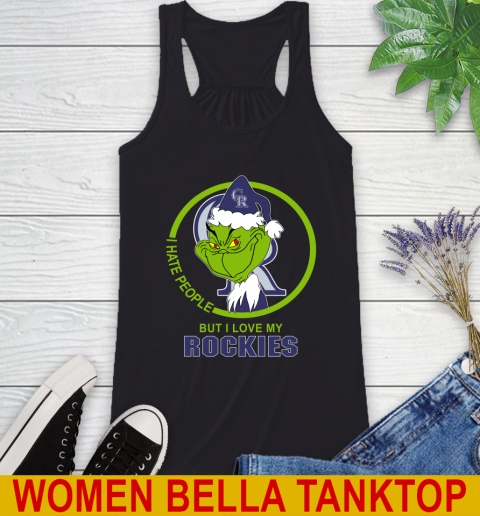 Colorado Rockies MLB Christmas Grinch I Hate People But I Love My Favorite Baseball Team Racerback Tank 2