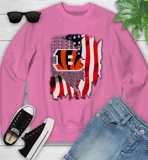 Cincinnati Bengals NFL Football American Flag Youth Sweatshirt 6