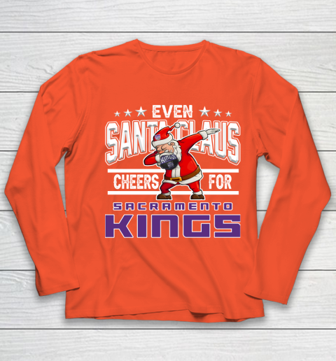 Sacramento Kings Even Santa Claus Cheers For Christmas NBA Youth Long Sleeve 3