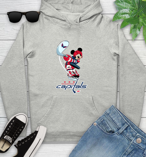 NHL Hockey Washington Capitals Cheerful Mickey Mouse Shirt Youth Hoodie 2