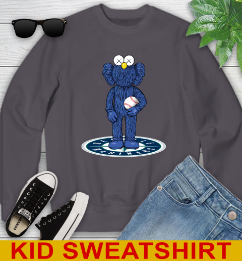 MLB Baseball Seattle Mariners Kaws Bff Blue Figure Shirt Youth Sweatshirt 6