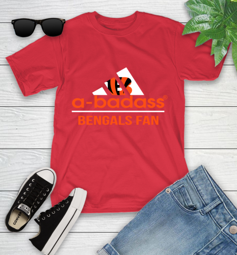 NFL A Badass Cincinnati Bengals Fan Adidas Football Sports 1 Youth T-Shirt 13