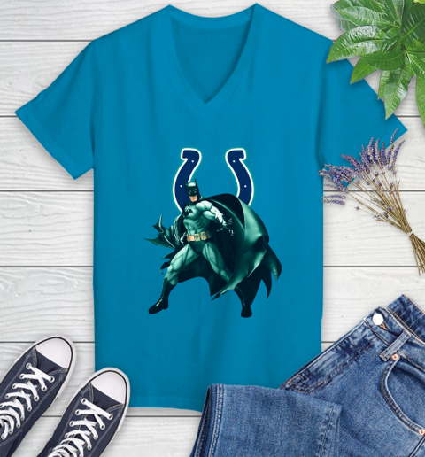 NFL Batman Football Sports Indianapolis Colts Women's V-Neck T-Shirt 7