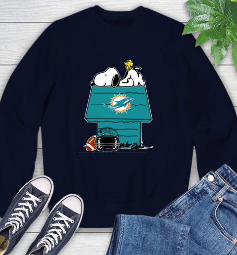 Miami Dolphins NFL Football Snoopy Woodstock The Peanuts Movie Sweatshirt 3