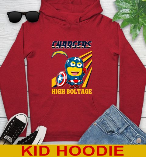 NFL Football Los Angeles Chargers Captain America Marvel Avengers Minion Shirt Youth Hoodie 11