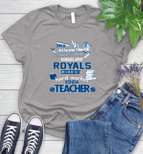 Kansas City Royals MLB I'm A Difference Making Student Caring Baseball Loving Kinda Teacher Women's T-Shirt 5