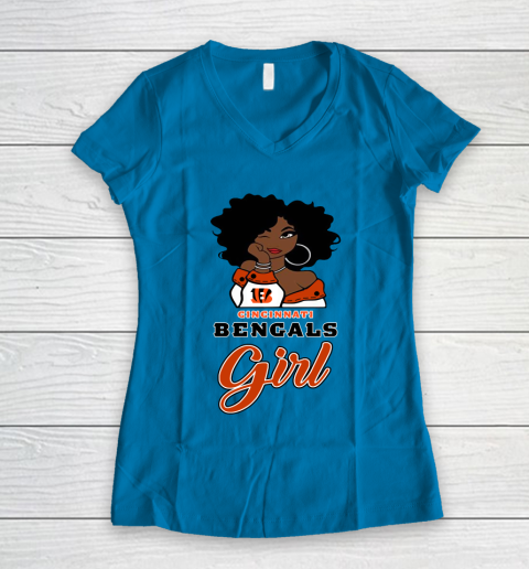 Cincinnati Bengals Girl NFL Women's V-Neck T-Shirt 7