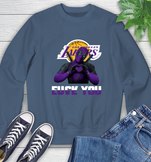 NBA Los Angeles Lakers Deadpool Love You Fuck You Basketball Sweatshirt 8