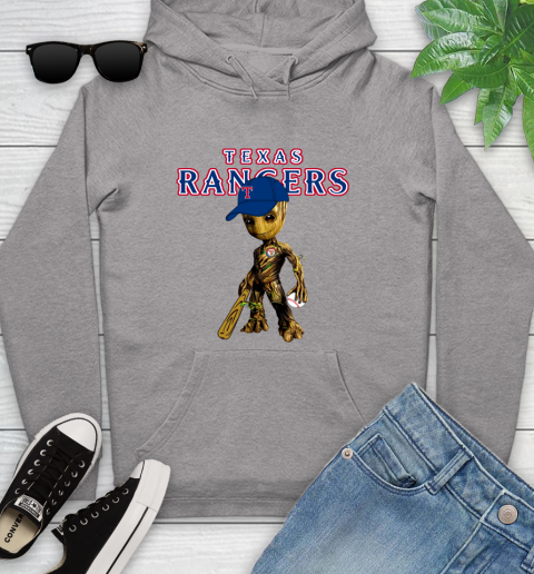 MLB Texas Rangers Groot Guardians Of The Galaxy Baseball Youth Hoodie 6