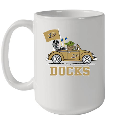 NHL Hockey Anaheim Ducks Darth Vader Baby Yoda Driving Star Wars Shirt Ceramic Mug 15oz