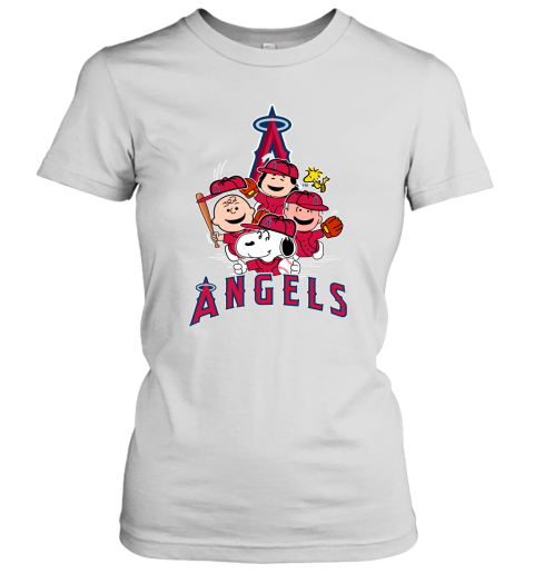 MLB Los Angeles Angels Snoopy Charlie Brown Woodstock The Peanuts Movie Baseball  T Shirt - Rookbrand