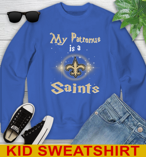 NFL Football Harry Potter My Patronus Is A New Orleans Saints Youth Sweatshirt 6