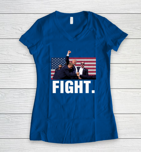 Trump Shooting Shirt Old Row Trump Fight Women's V-Neck T-Shirt 5