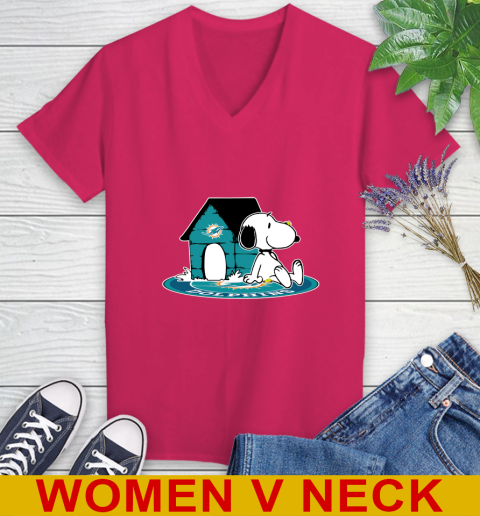 NFL Football Miami Dolphins Snoopy The Peanuts Movie Shirt Women's V-Neck T-Shirt 10