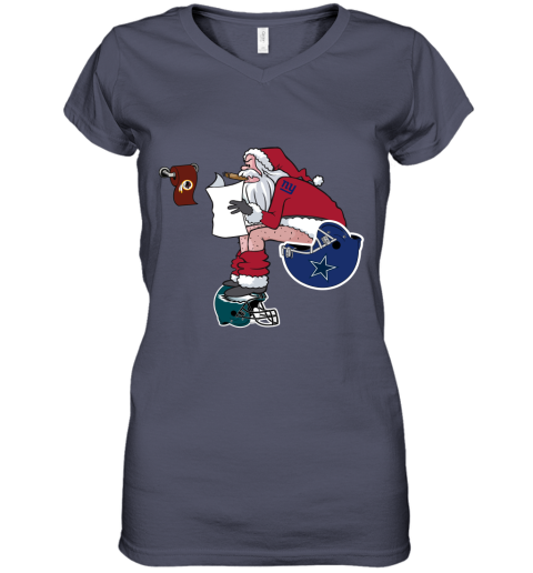 Santa Claus New York Giants Shit On Other Teams Christmas Women's V-Neck T-Shirt