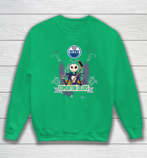 NHL Edmonton Oilers Hockey Jack Skellington Halloween Sweatshirt 5