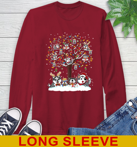 Husky dog pet lover light christmas tree shirt 63